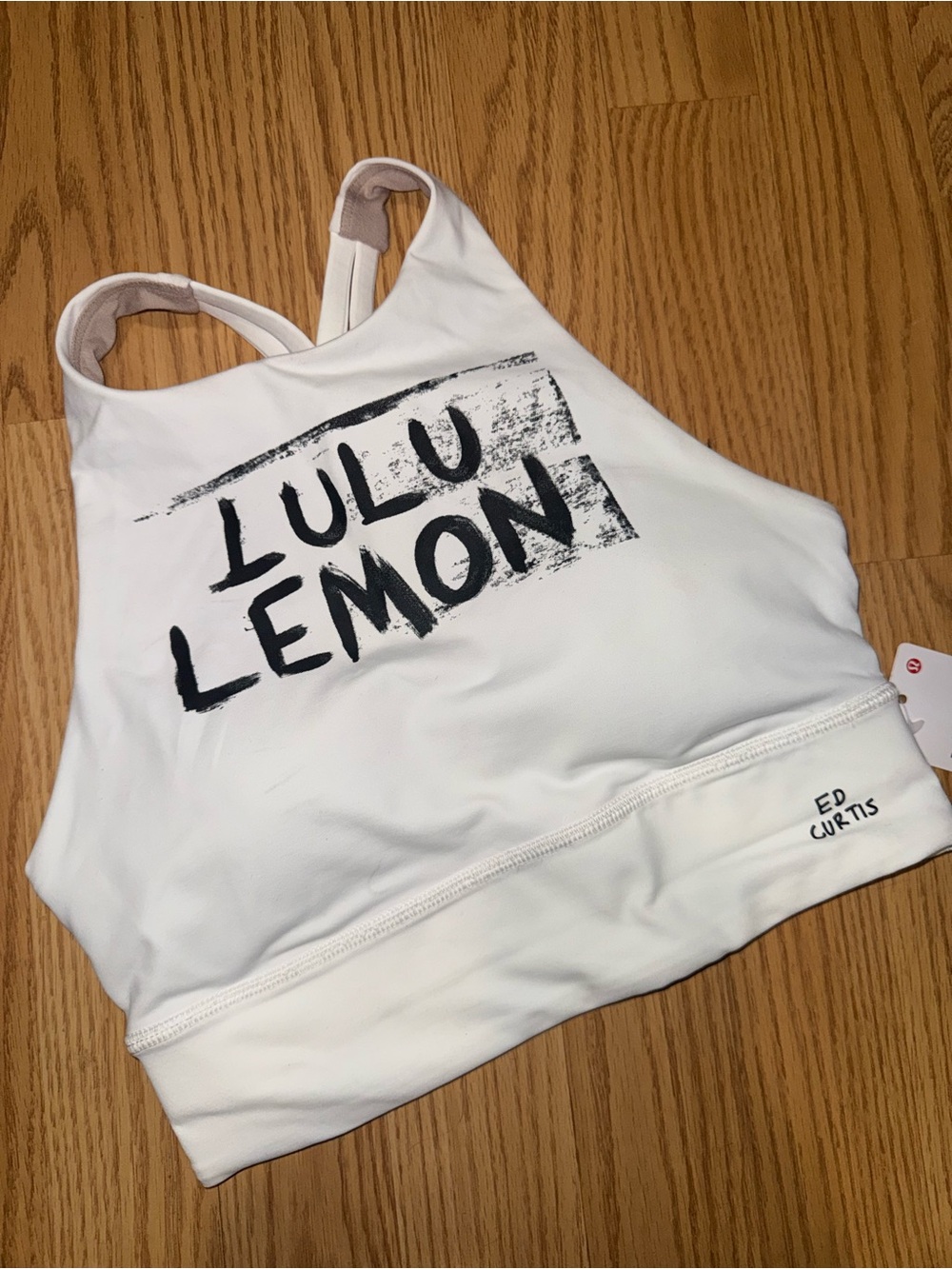 Lululemon x Ed Curtis Energy Longline High Neck Bra White Size 4 NWT Strappy